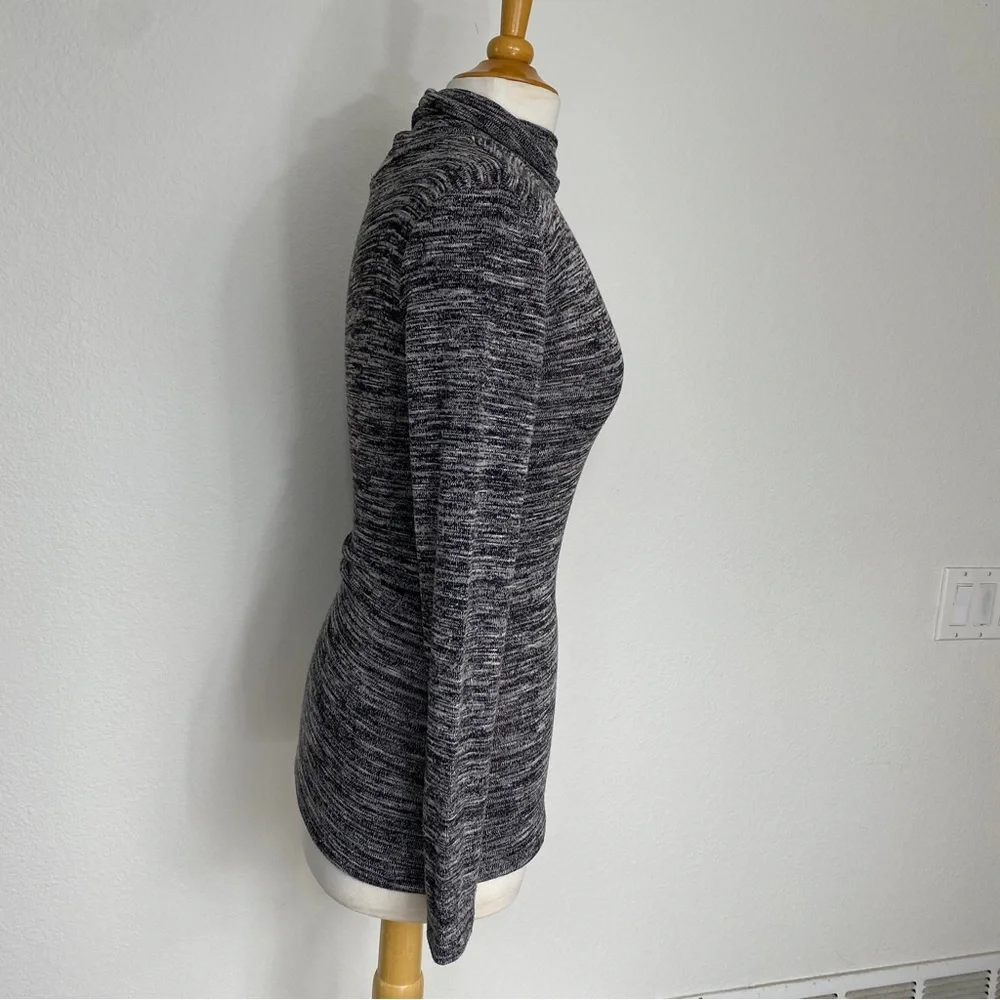 Anthropologie Pure + Good Gray Marbled Turtleneck Soft Stretch Knit Top Size M